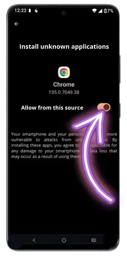 Android settings to allow installation of Rainbet APK from unknown sources