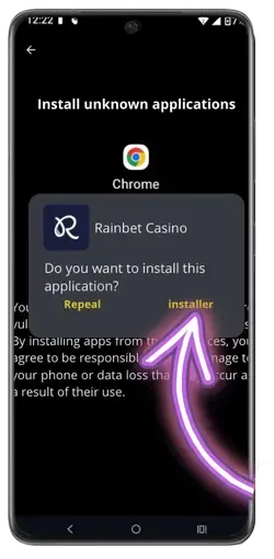 Rainbet APK installation process on Android device