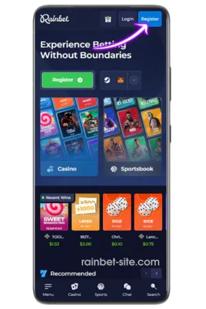Visit official Rainbet casino website